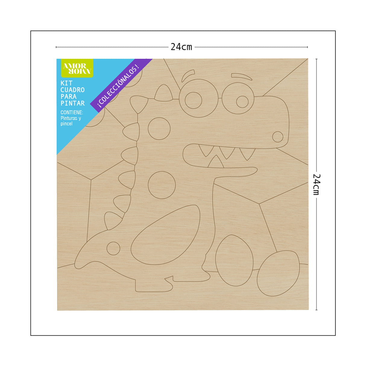 Kit Cuadro Para Pintar Natural 24x24cm De Dinosaurios - Cuadros | Bylmo