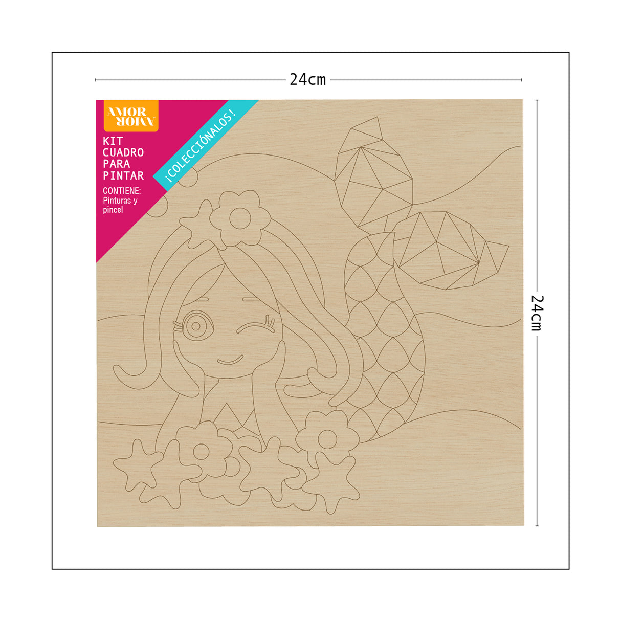 Kit Cuadro Para Pintar Natural 24x24cm De Sirena - Cuadros | Bylmo