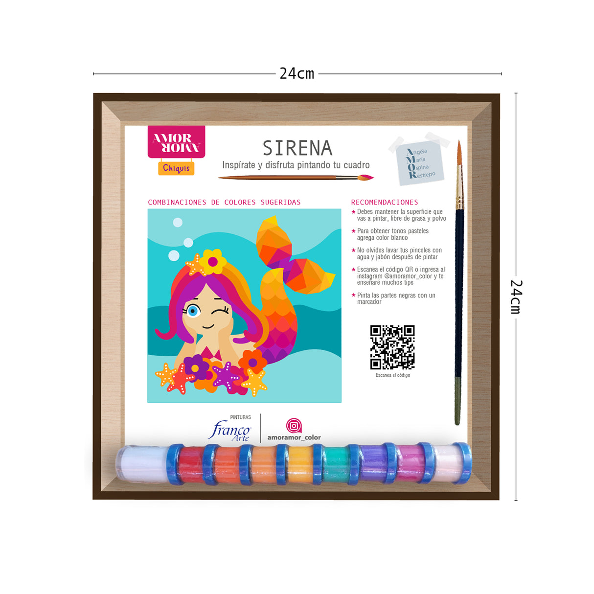 Kit Cuadro Para Pintar Natural 24x24cm De Sirena - Cuadros | Bylmo