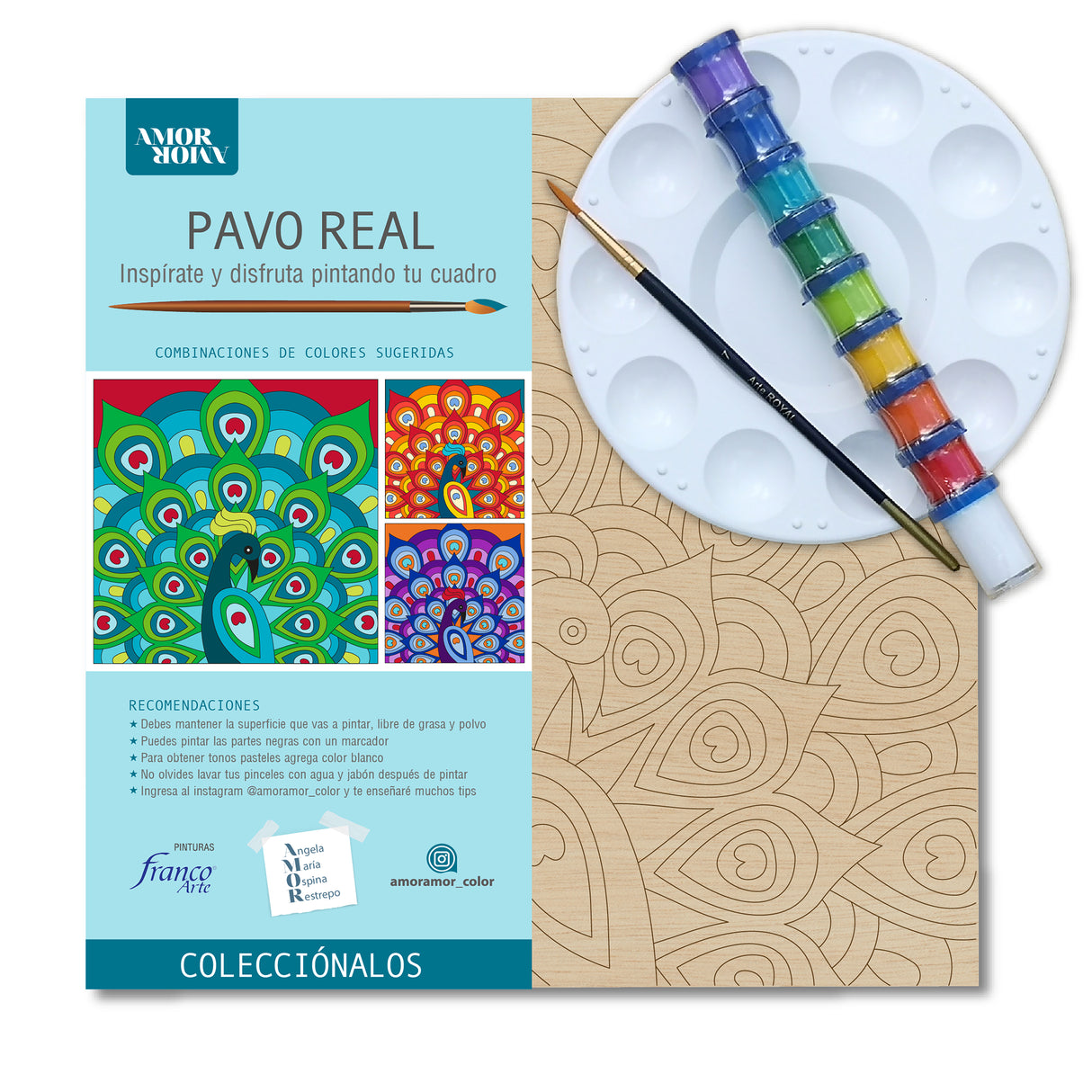 Kit Cuadro Para Pintar Natural 30x30cm De Pavo Real - Cuadros | Bylmo