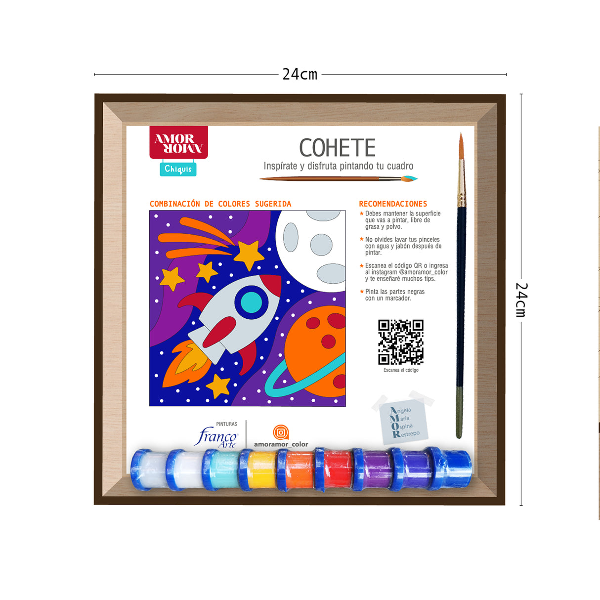 Kit Cuadro Para Pintar Natural 24x24cm De Cohete - Cuadros | Bylmo