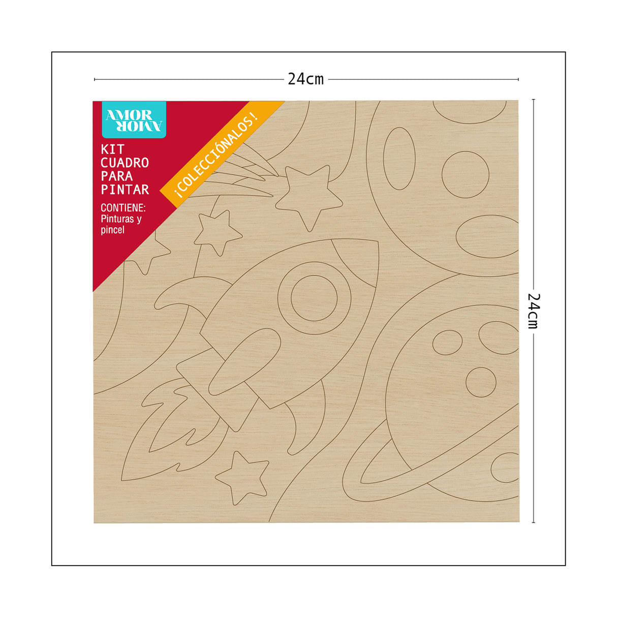 Kit Cuadro Para Pintar Natural 24x24cm De Cohete - Cuadros | Bylmo