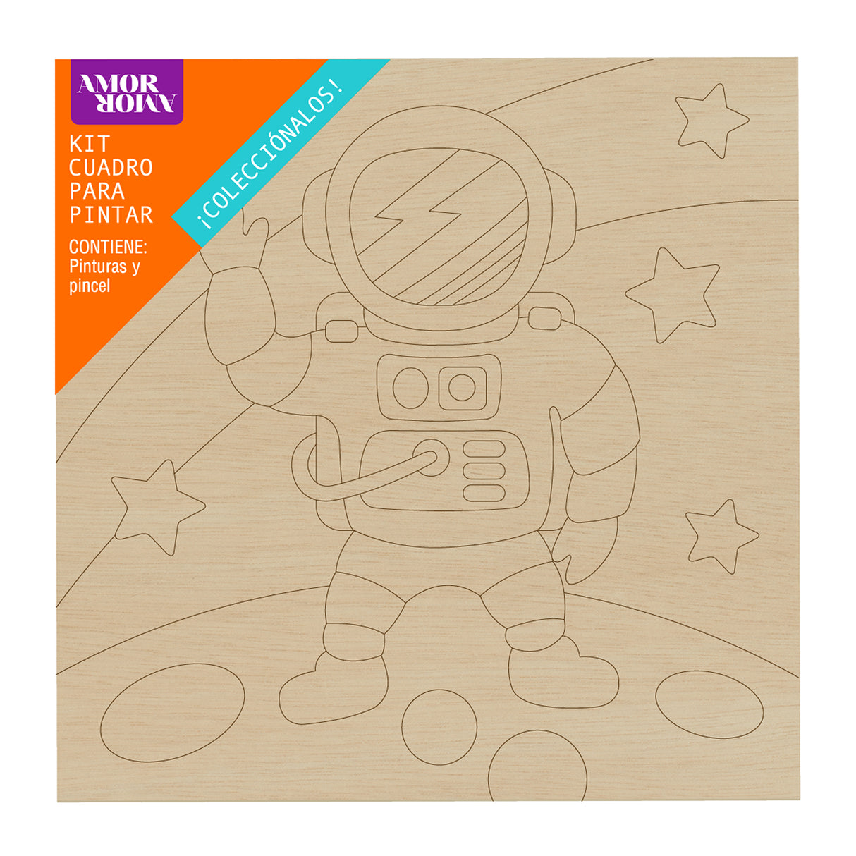 Kit Cuadro Para Pintar Natural 24x24cm De Astronauta - Cuadros | Bylmo
