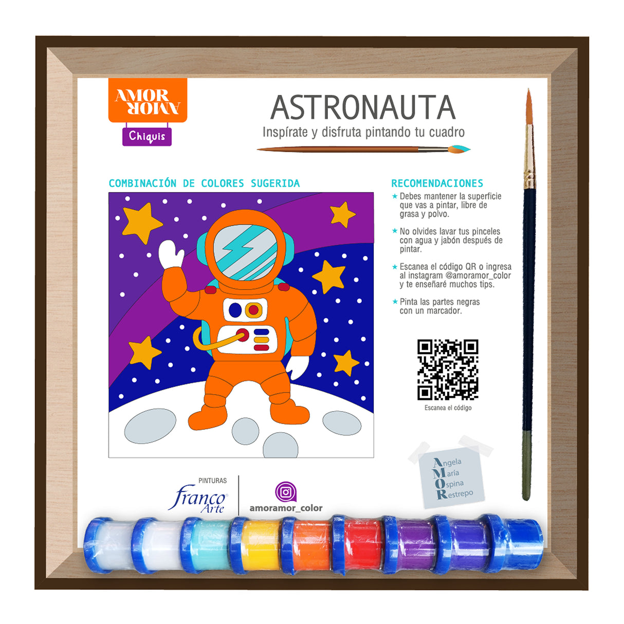 Kit Cuadro Para Pintar Natural 24x24cm De Astronauta - Cuadros | Bylmo