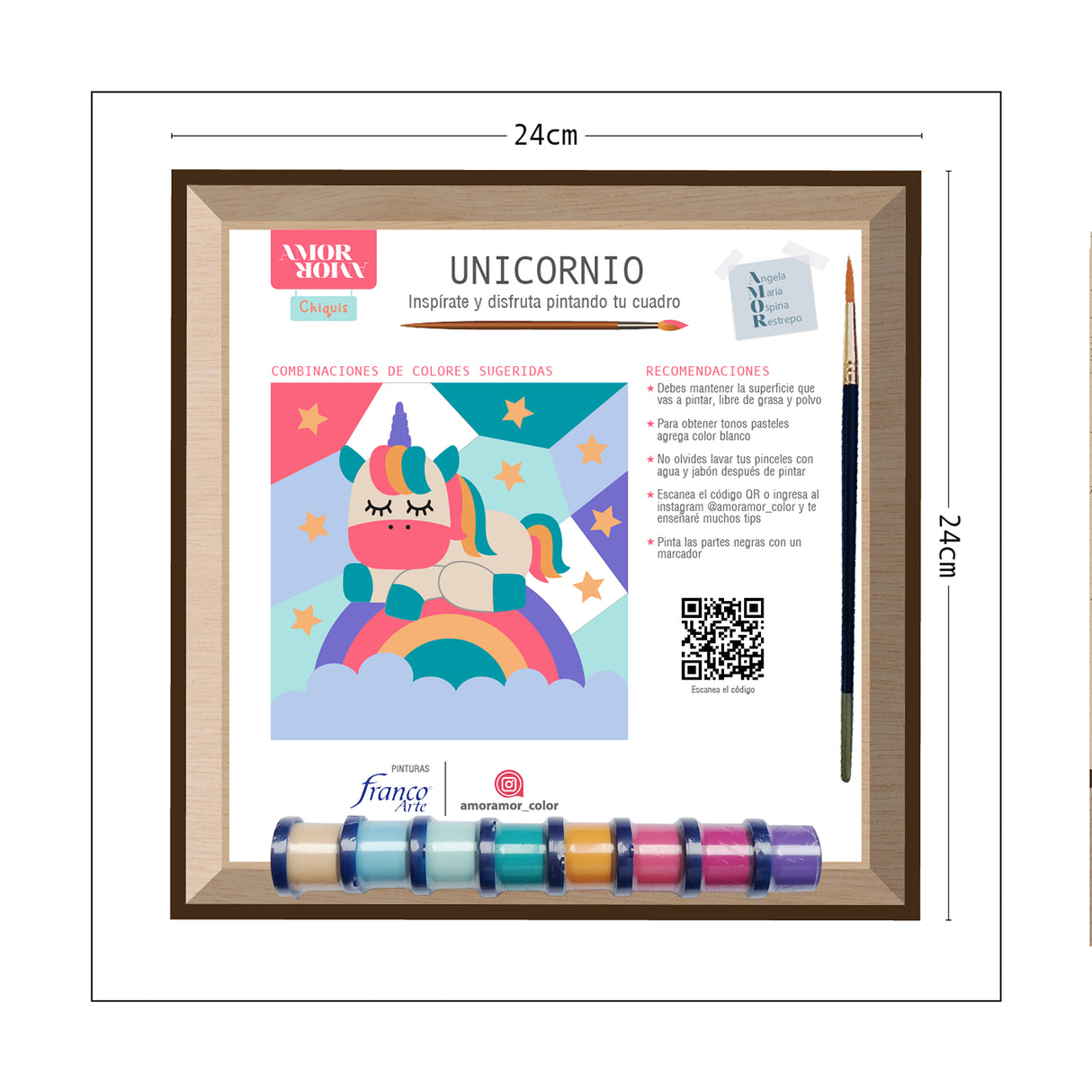 Kit Cuadro Para Pintar Natural 24x24cm De Unicornio - Cuadros | Bylmo
