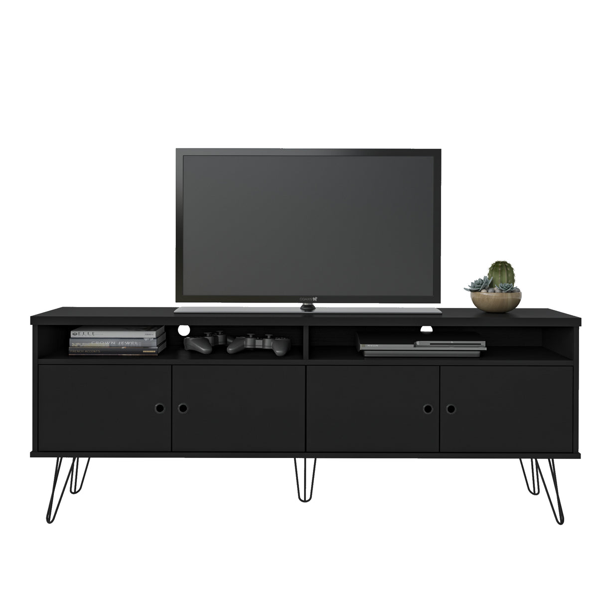 Rack de TV Liberty Negro 166x12cm Para TV de 60 Pulgadas - Muebles de TV | Bylmo