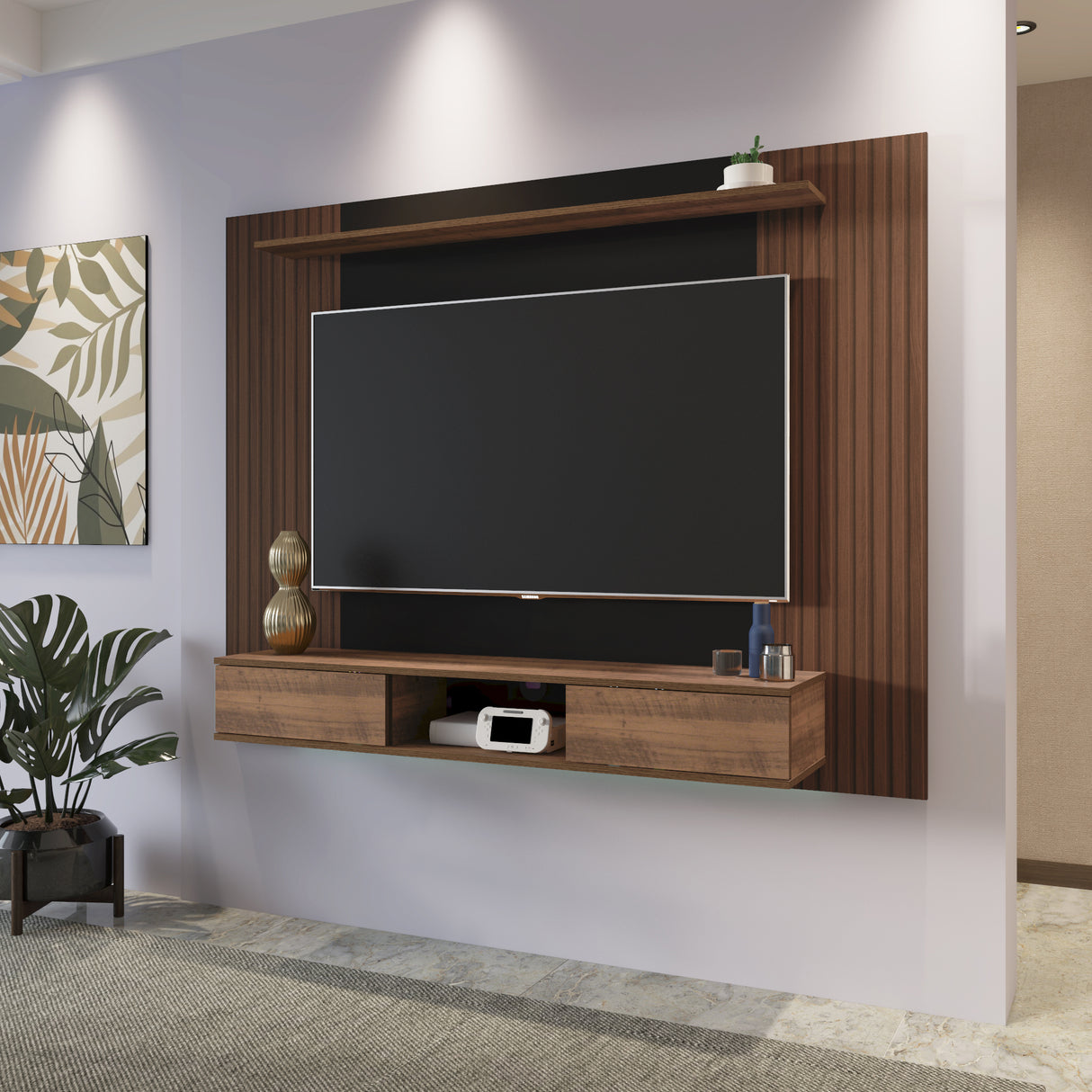 Panel de TV Nevada Pino 140x18cm Para TV de 75 Pulgadas - Muebles de TV | Bylmo