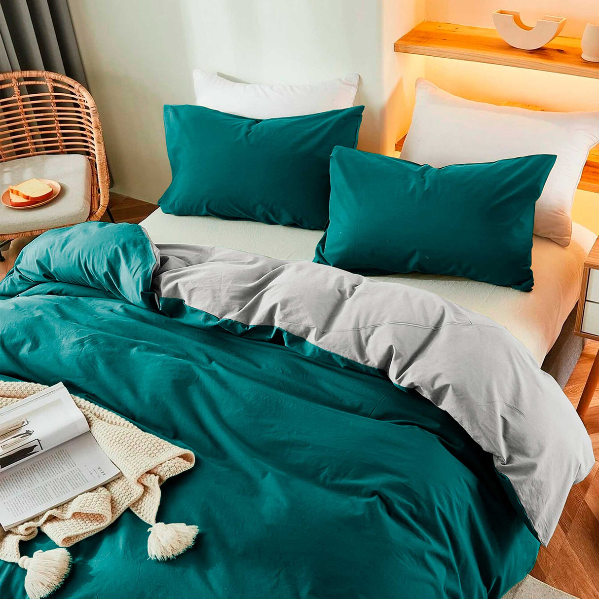 Duvet Lilis Aguamarina Gris Claro Para Cama Doble 140x190cm - Tendidos y Cubrelechos | Bylmo