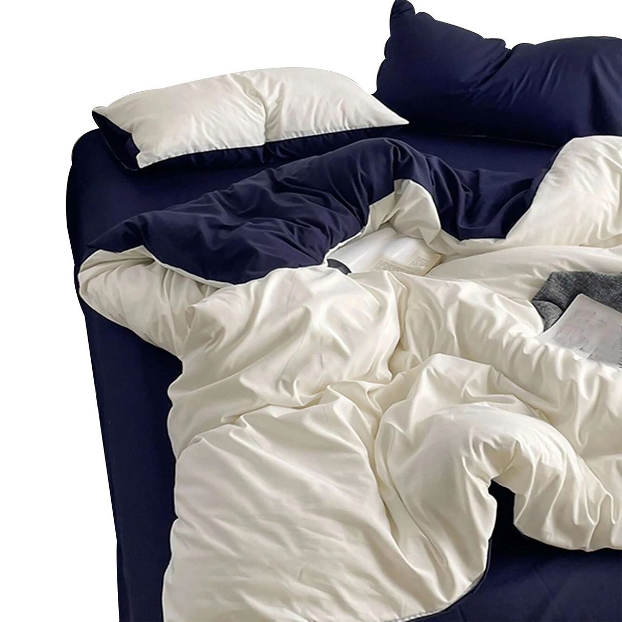 Duvet Lilis Azul Oscuro Blanco Para Cama Semidoble 120x190cm - Tendidos y Cubrelechos | Bylmo