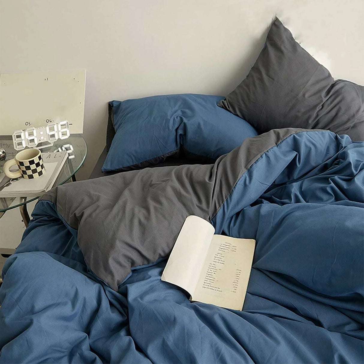 Duvet Lilis Azul Gris Oscuro Para Cama Semidoble 120x190cm - Tendidos y Cubrelechos | Bylmo