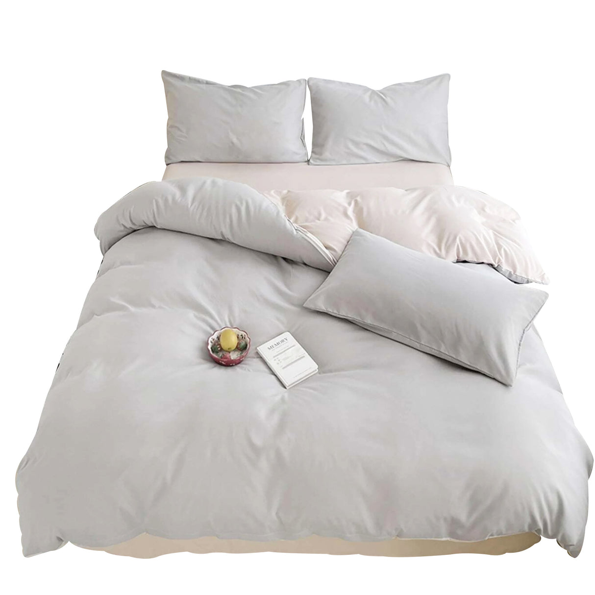 Duvet Lilis Gris Claro Beige Para Cama Doble 140x190cm - Tendidos y Cubrelechos | Bylmo