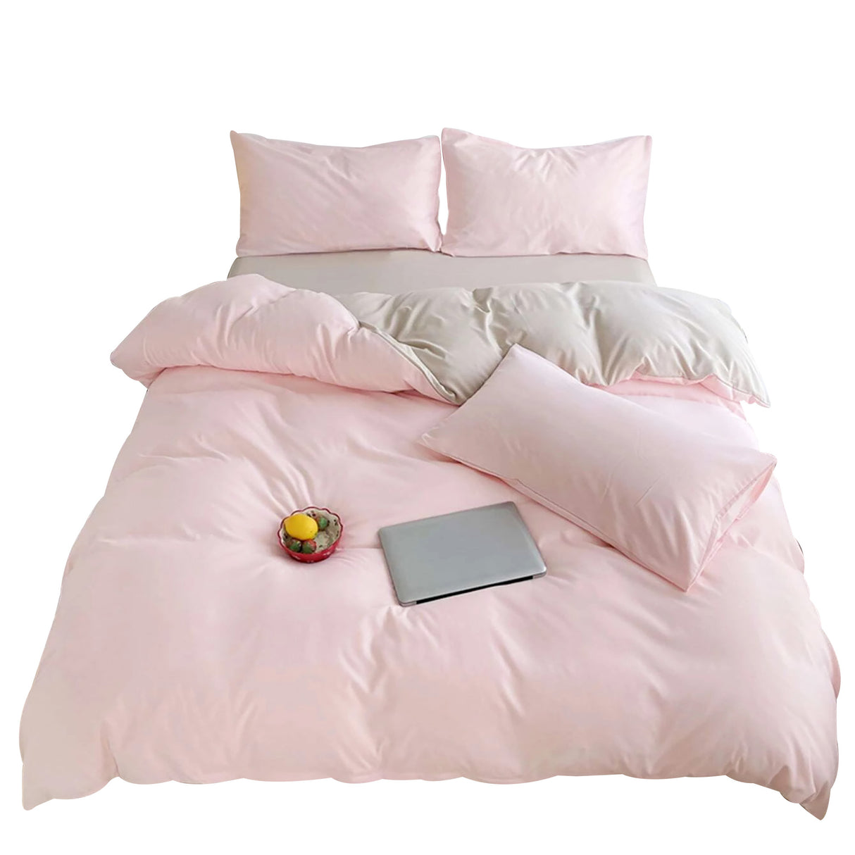 Duvet Lilis Rosado Gris Claro Para Cama Queen 160x190cm - Tendidos y Cubrelechos | Bylmo