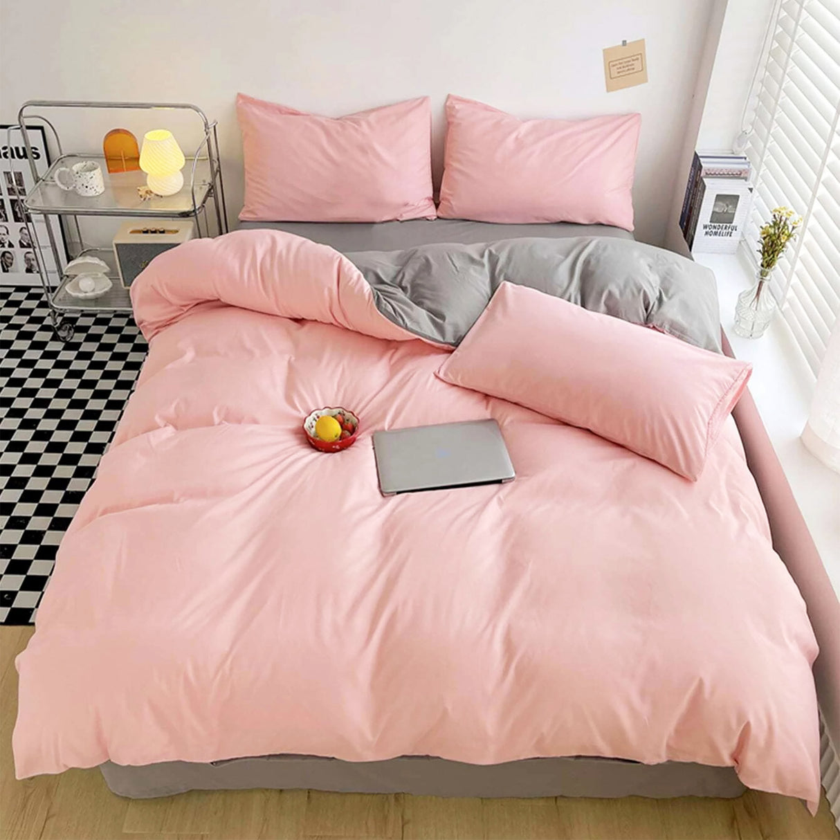 Duvet Lilis Rosado Gris Oscuro Para Cama King 200x190cm - Tendidos y Cubrelechos | Bylmo