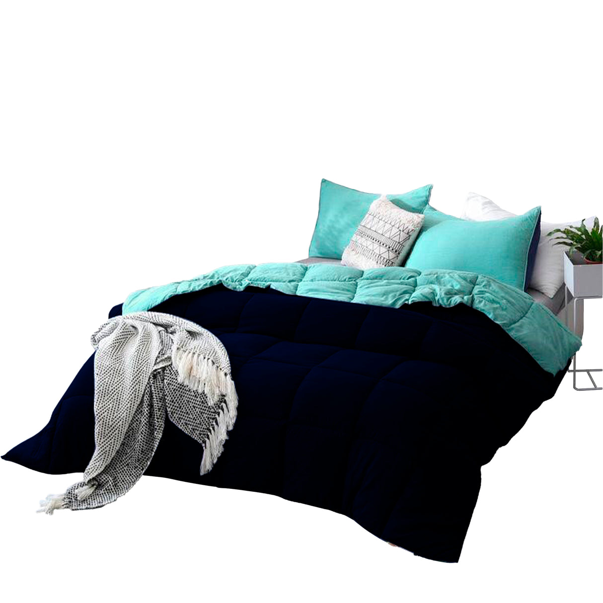 Edredón Cotona Aguamarina Azul Oscuro Para Cama Queen 160x190cm - Tendidos y Cubrelechos | Bylmo