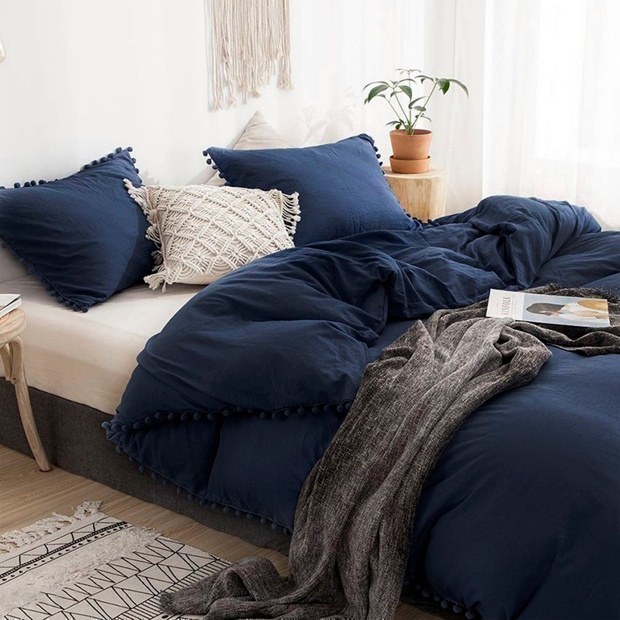 Edredón Boress Azul Oscuro Para Cama Doble 140x190cm - Tendidos y Cubrelechos | Bylmo