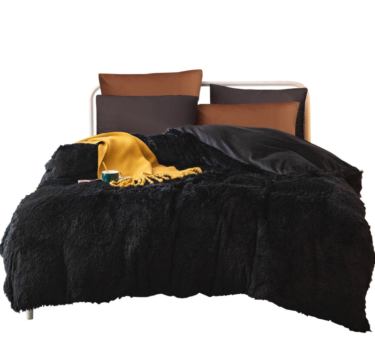 Edredón Fabre Negro Crema Para Cama Sencilla 90x190cm - Tendidos y Cubrelechos | Bylmo