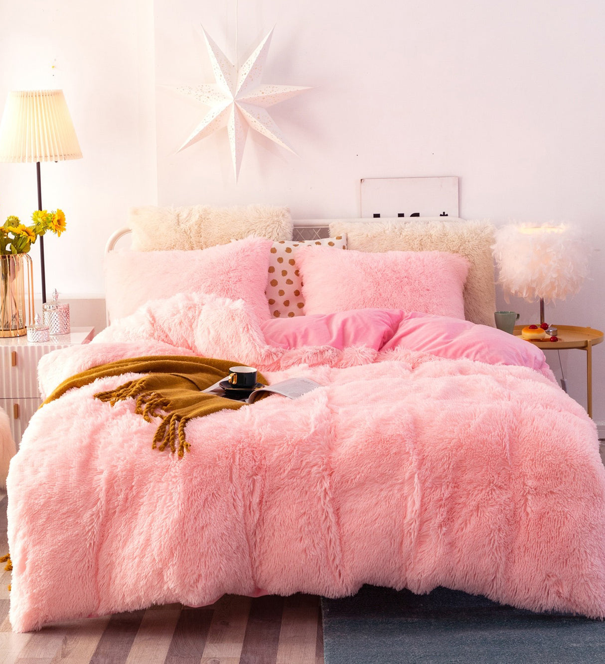 Edredón Fabre Rosado Crema Para Cama Doble 140x190cm - Tendidos y Cubrelechos | Bylmo
