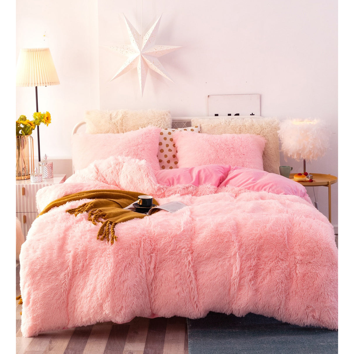 Edredón Fabre Rosado Crema Para Cama Queen 160x190cm - Tendidos y Cubrelechos | Bylmo