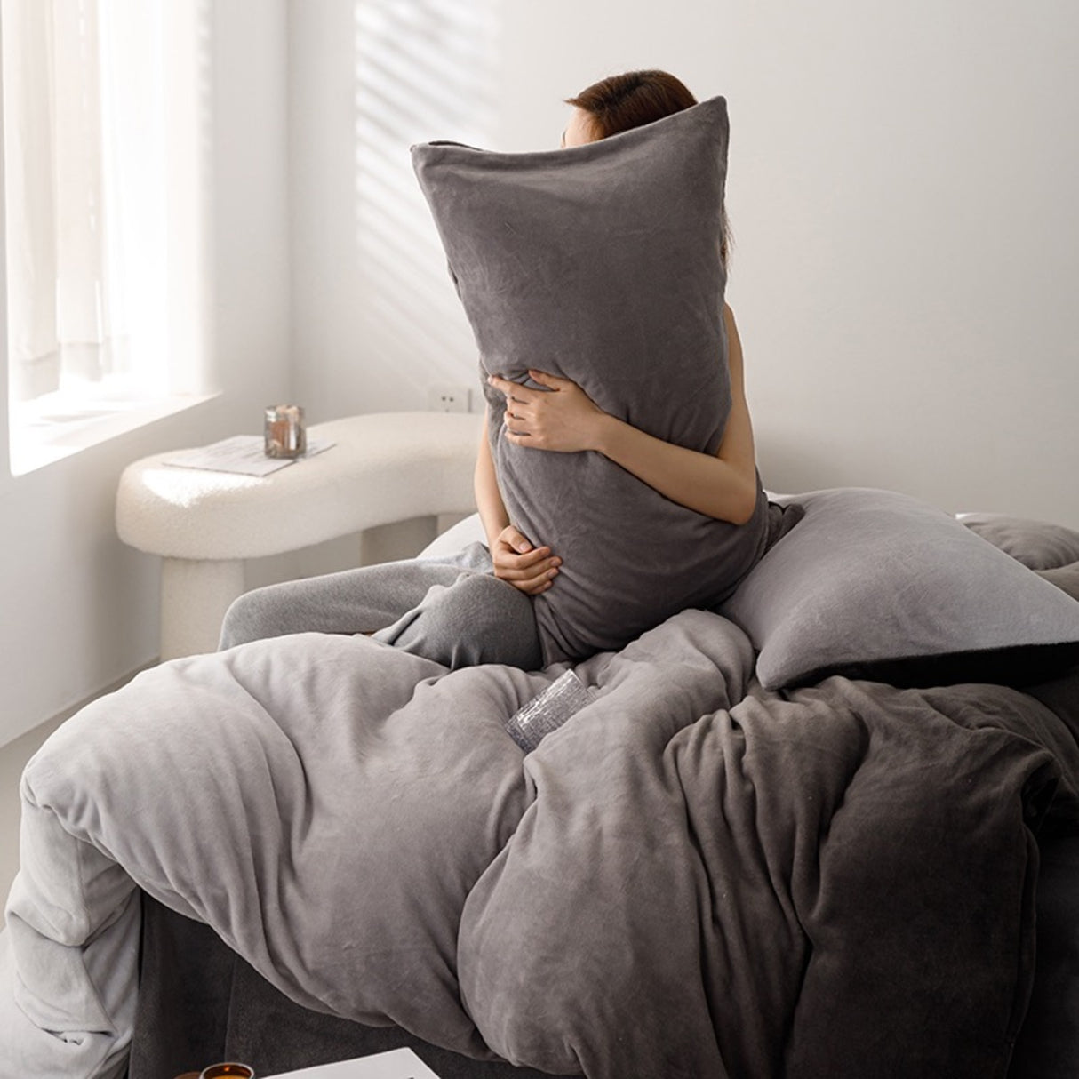 Duvet DiDegra Gris Para Cama Queen 160x190cm Acolchado - Tendidos y Cubrelechos | Bylmo