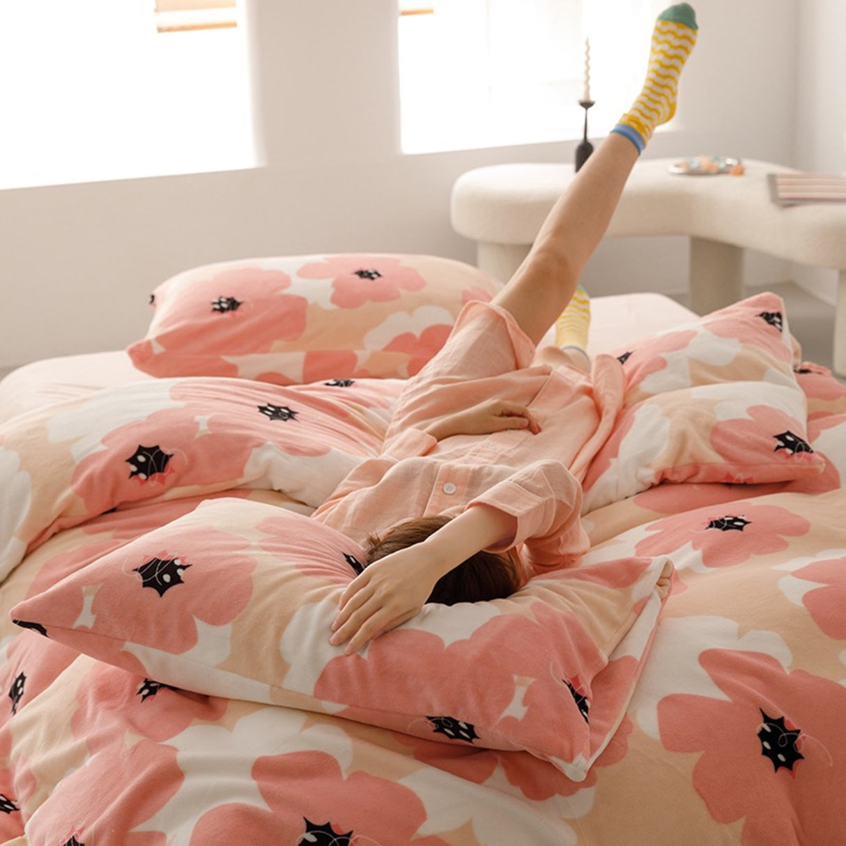 Duvet DIFloral Rosado Para Cama Doble 140x190cm Sin Acolchado - Tendidos y Cubrelechos | Bylmo
