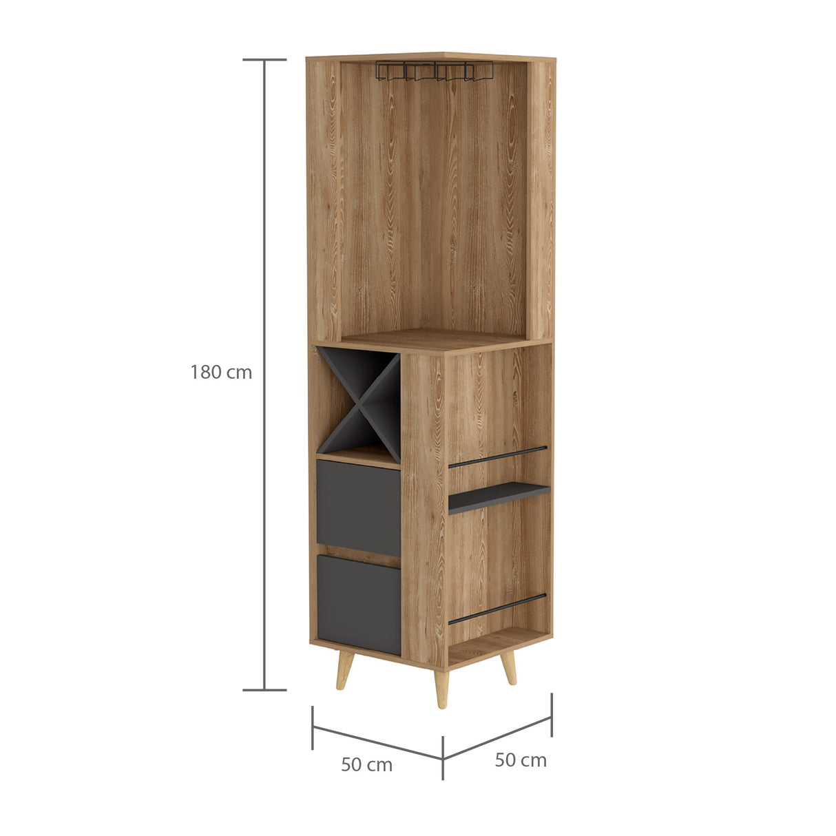 Bar Esquinero Salem Miel 50x180cm con Dos Cajones - Bares | Bylmo