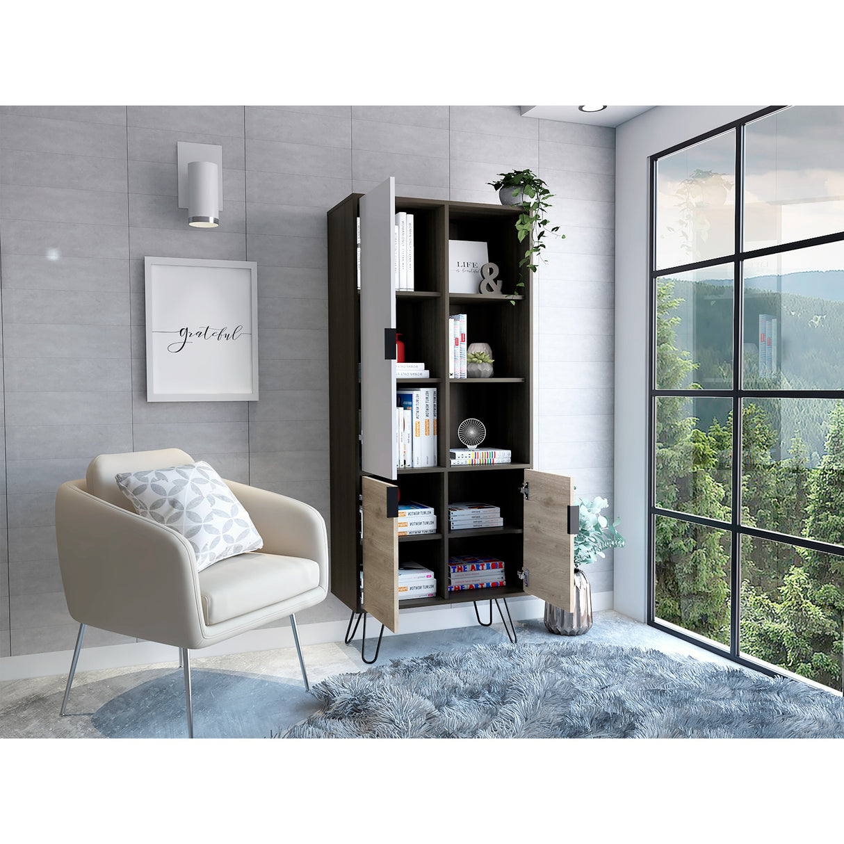 Biblioteca Borealis Carbón 72.1x170cm con Ocho Entrepaños - Bibliotecas y Estanterías | Bylmo