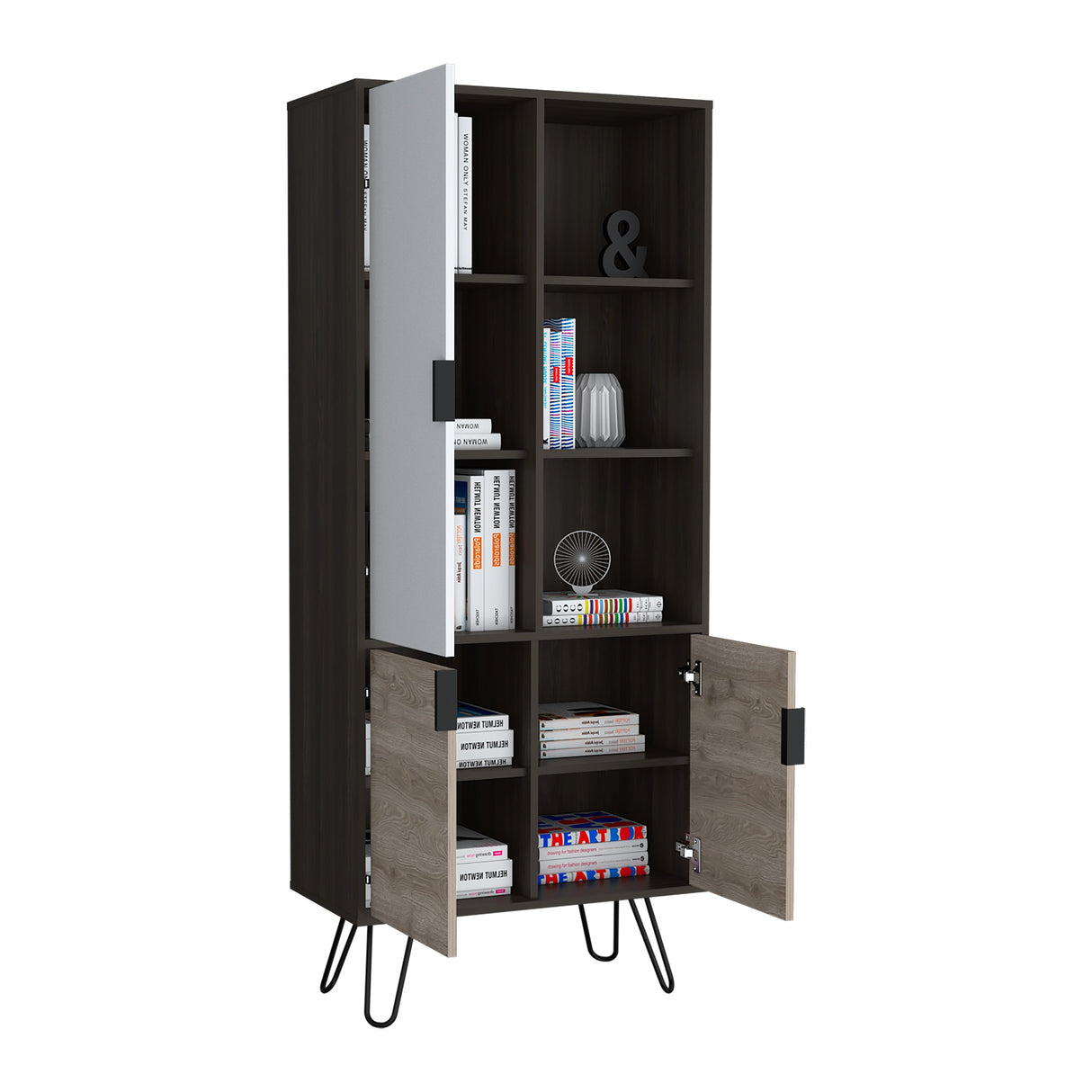 Biblioteca Borealis Carbón 72.1x170cm con Ocho Entrepaños - Bibliotecas y Estanterías | Bylmo