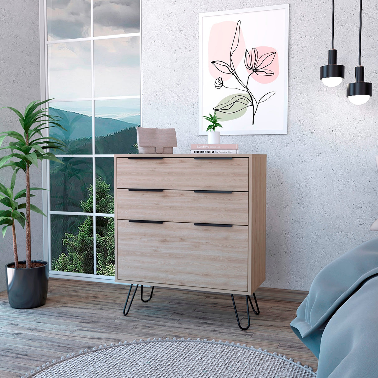 Cajonera Augusta Novo Ceniza 76.5x90.3cm con Tres Cajones - Cajoneras y Comodas | Bylmo