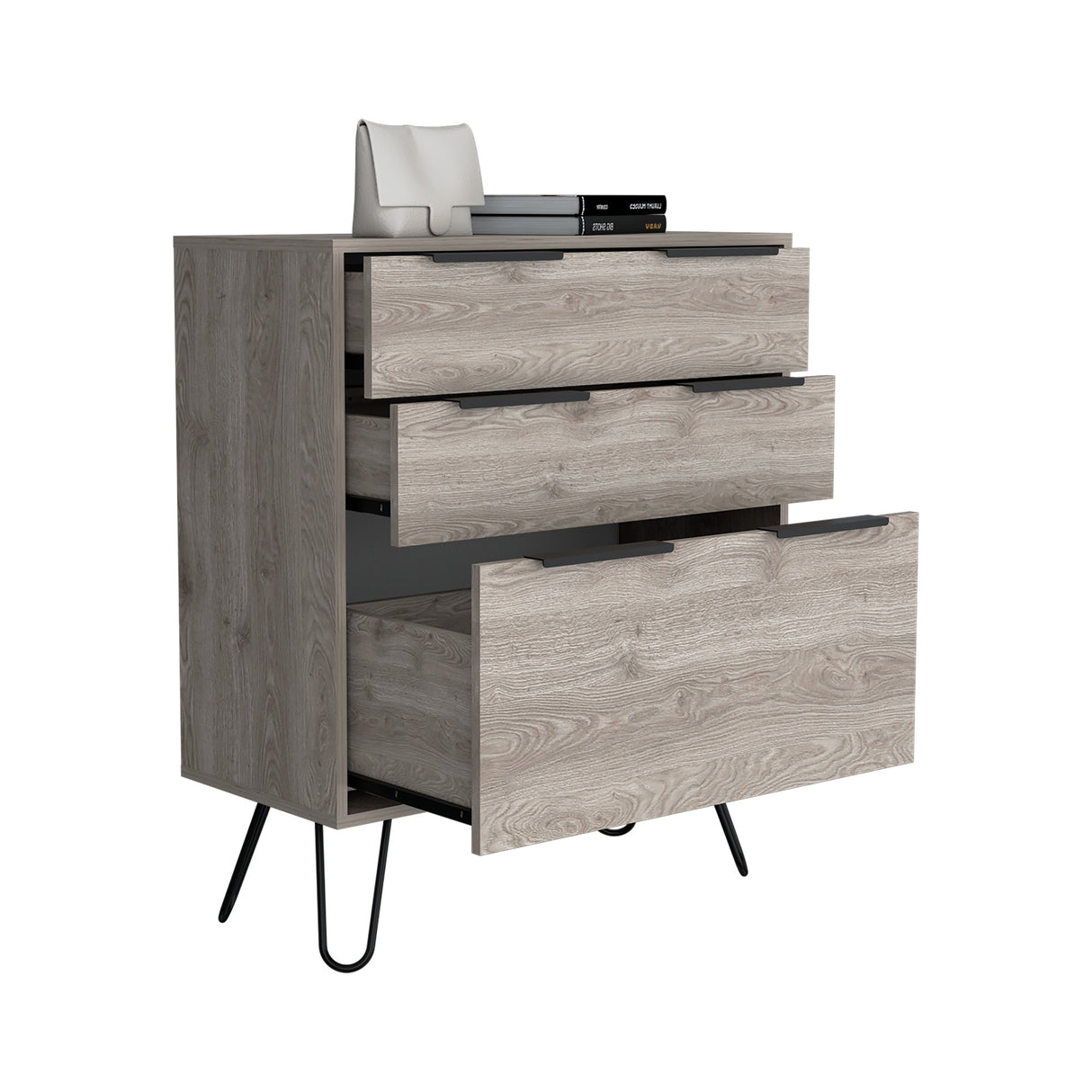 Cajonera Augusta Novo Ceniza 76.5x90.3cm con Tres Cajones - Cajoneras y Comodas | Bylmo