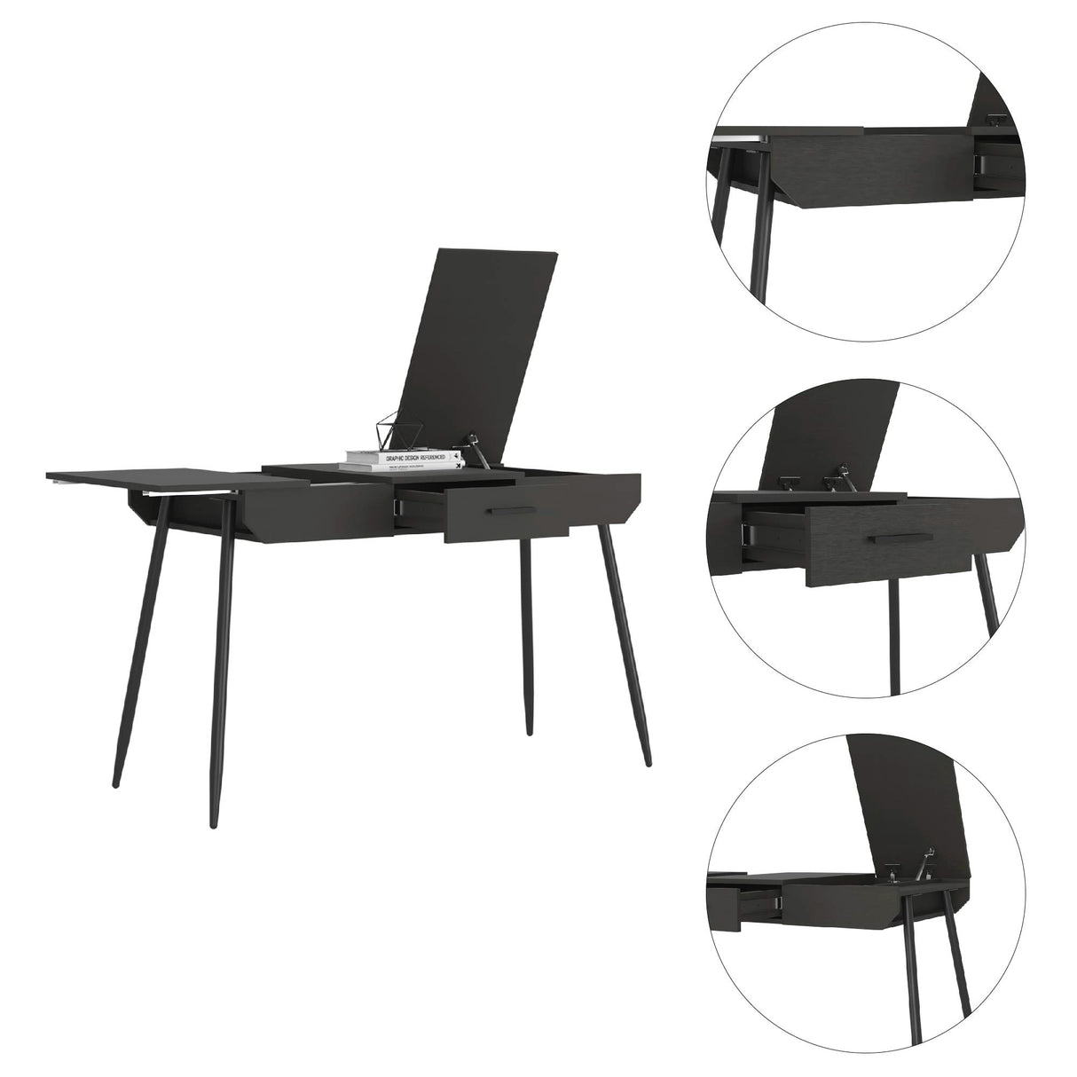 Escritorio Office Conect Wengue 124.4x75.6cm con Un Cajón - Escritorios | Bylmo