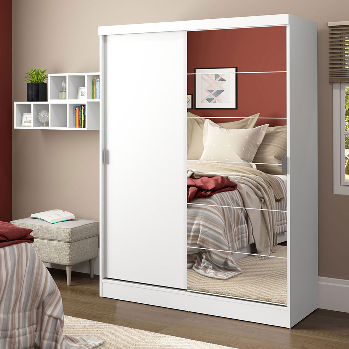 Closet Luke Blanco 120x183cm con Espejo y Tres Cajones - Closets | Bylmo