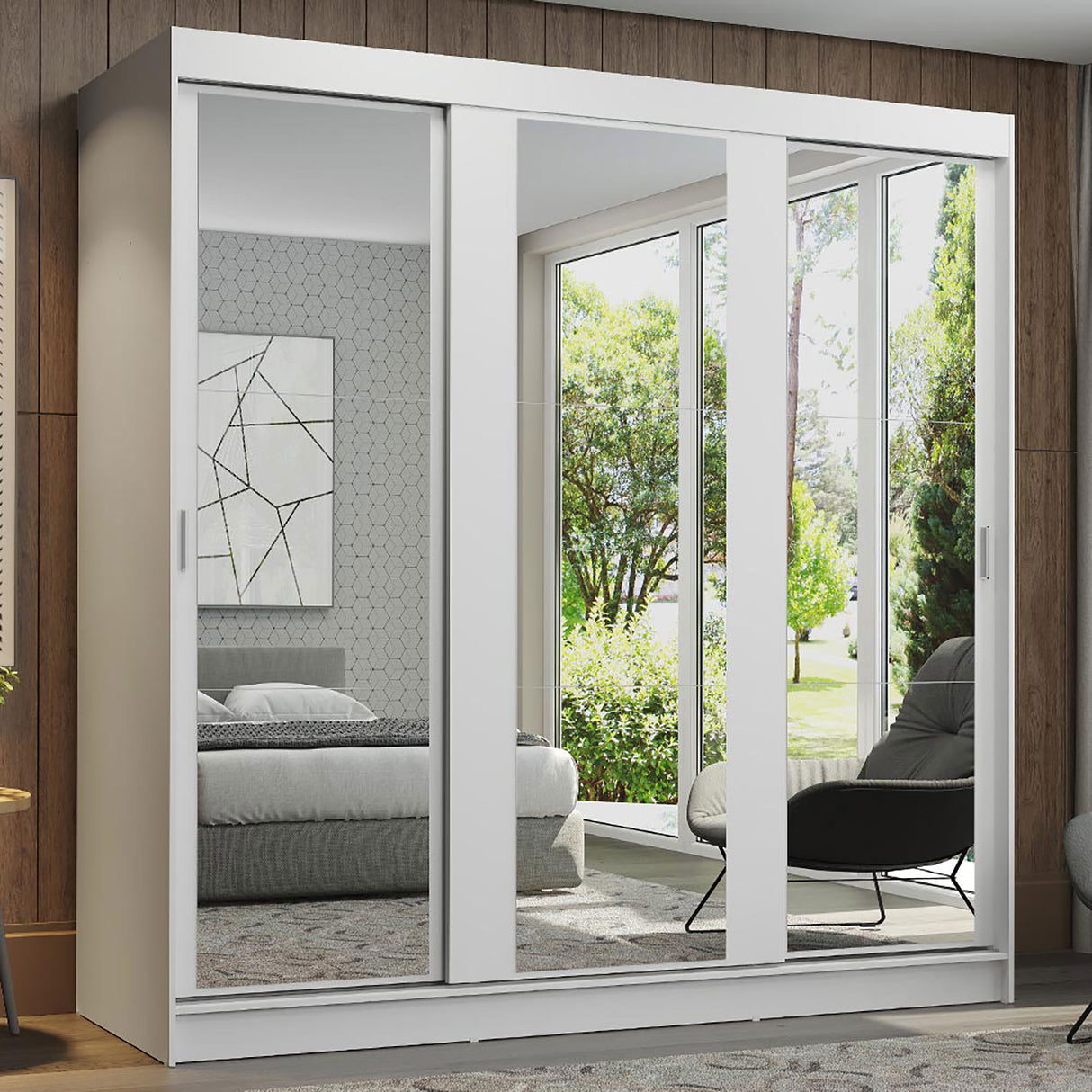 Closet Reno Blanco 180x205cm con Espejo y Seis Cajones - Closets | Bylmo