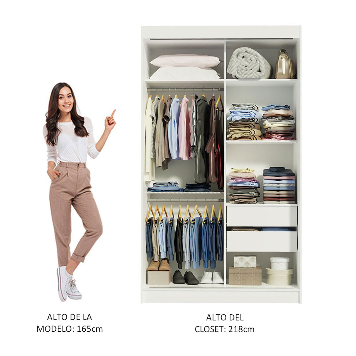 Closet Tokio Blanco 109x218cm con Espejo y Cuatro Cajones - Closets | Bylmo