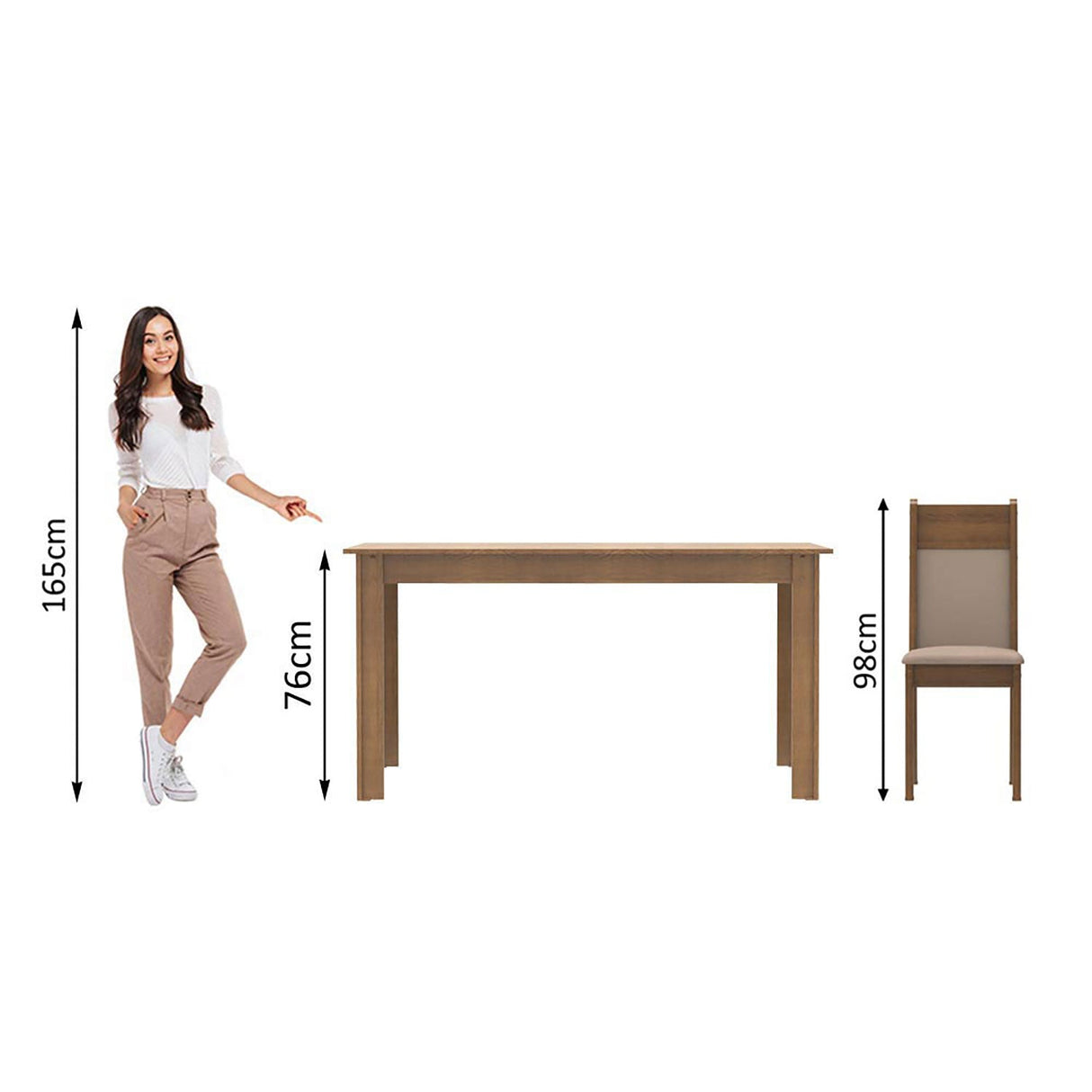 Combo Comedor y Sillas Havana Marron 136x76cm de 4 Puestos