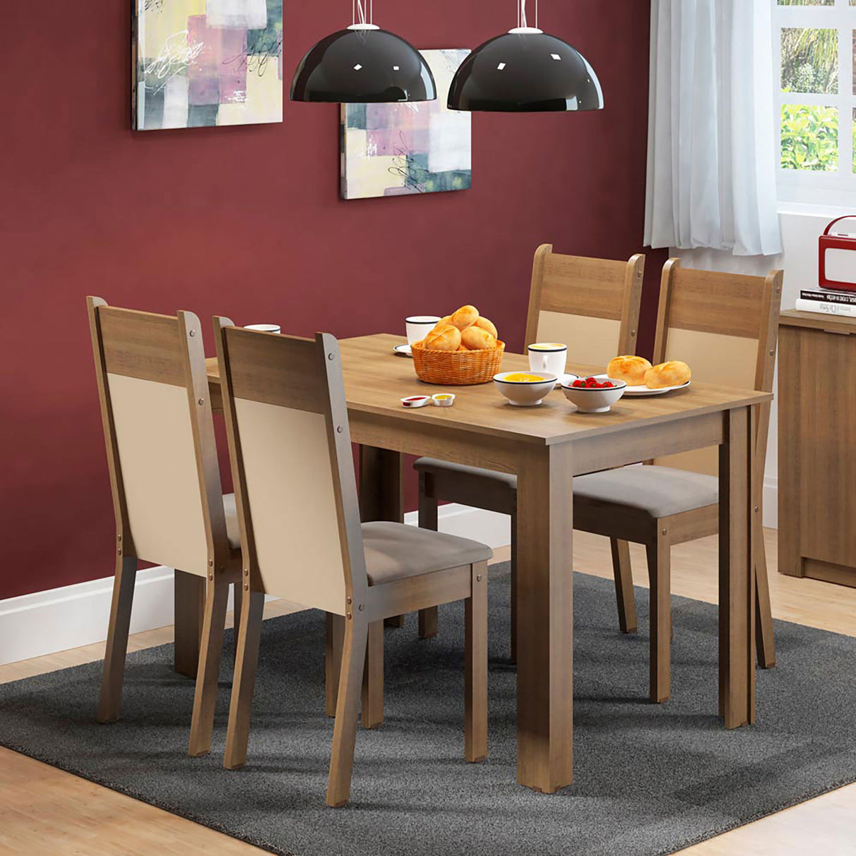 Combo Comedor y Sillas Havana Marron 136x76cm de 4 Puestos - Comedores | Bylmo