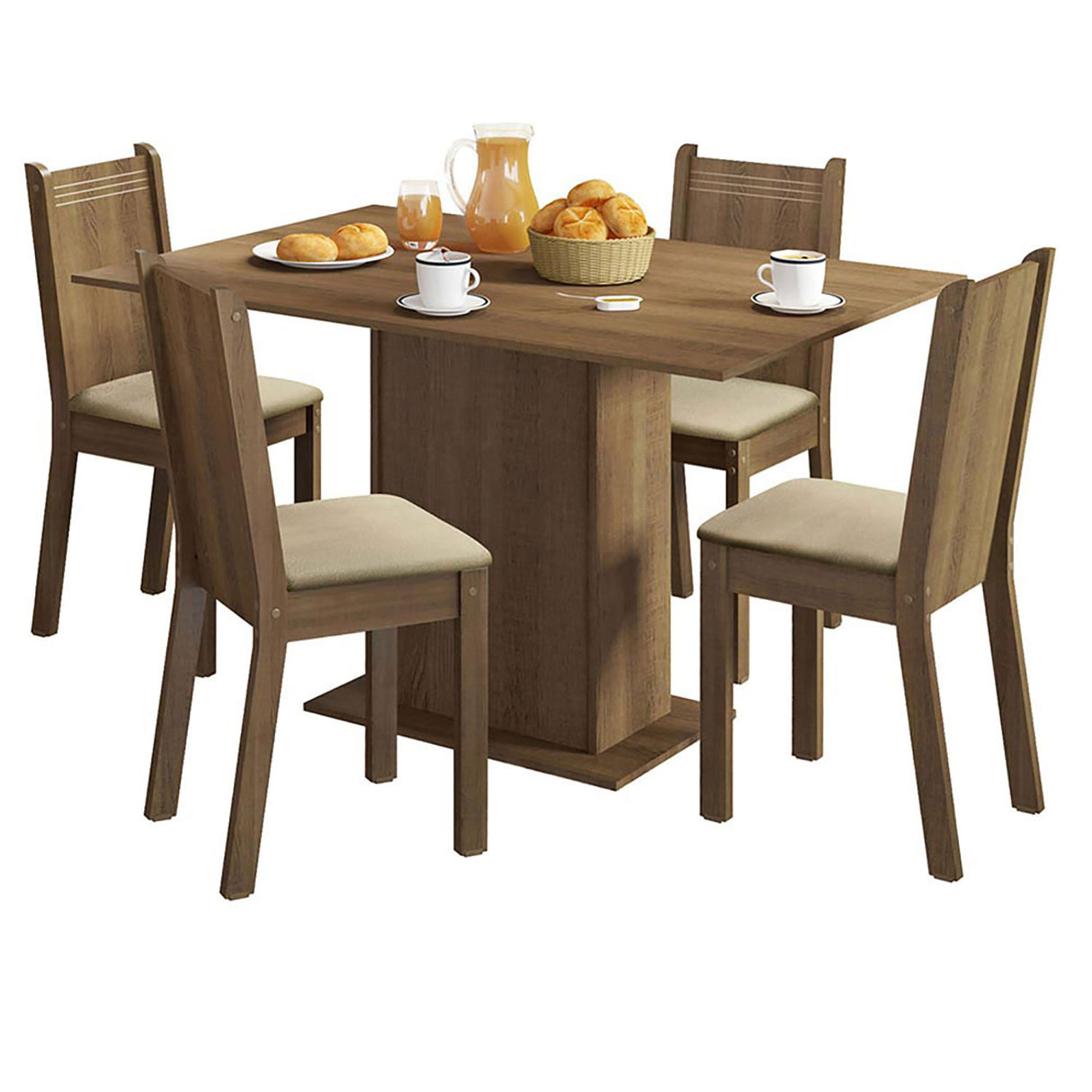 Combo Comedor y Sillas Lexy Marron 104x78cm de 4 Puestos - Comedores | Bylmo