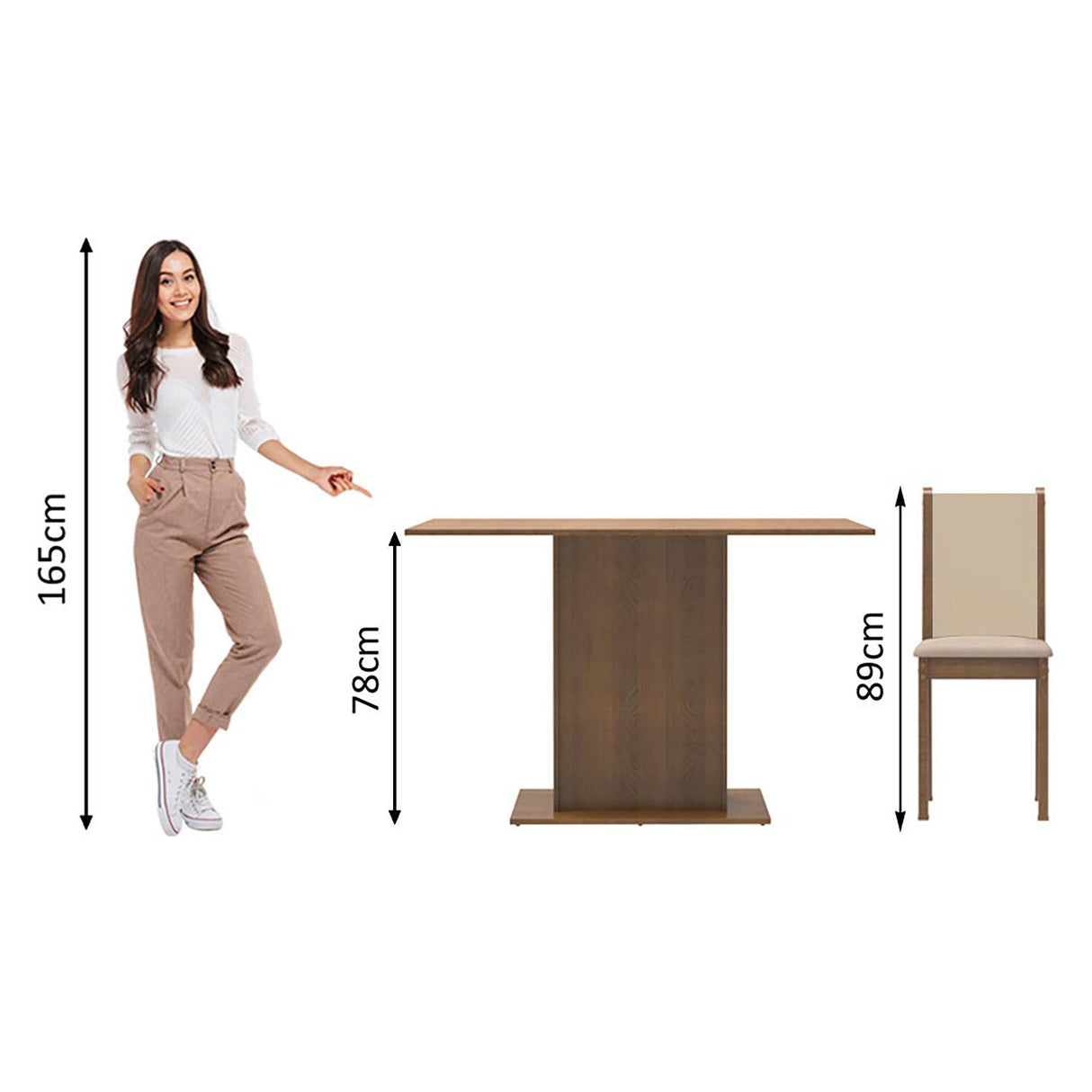 Combo Comedor y Sillas Talita Marron 104x78cm de 4 Puestos - Comedores | Bylmo
