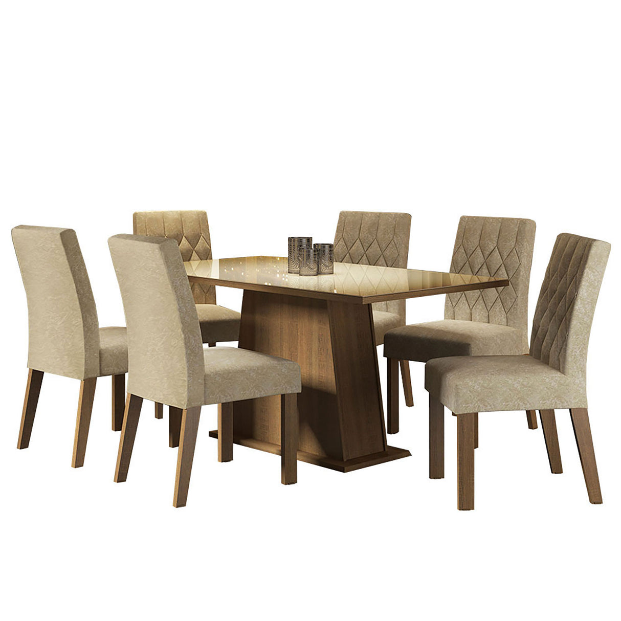 Combo Comedor y Sillas Stéfani Marron 160x80cm de 6 Puestos - Comedores | Bylmo