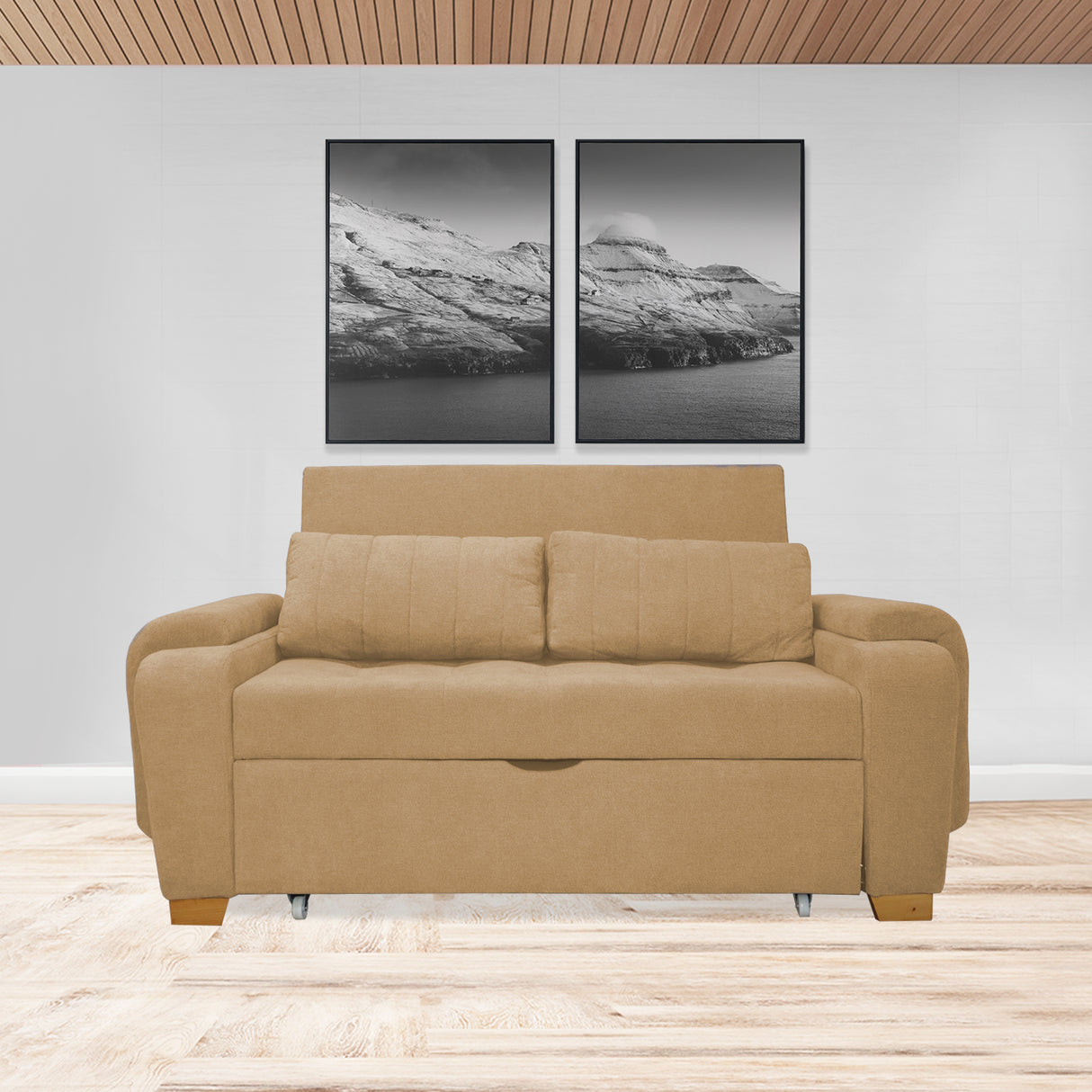 Sofacama Hartmann Camel 180x94cm de Dos Puestos Reclinable - Sofas y Poltronas | Bylmo