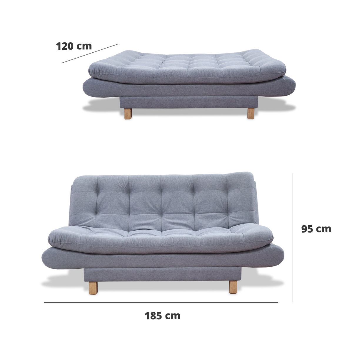 Sofacama Lehmann Gris 175x90cm de Tres Puestos Reclinable - Sofas y Poltronas | Bylmo