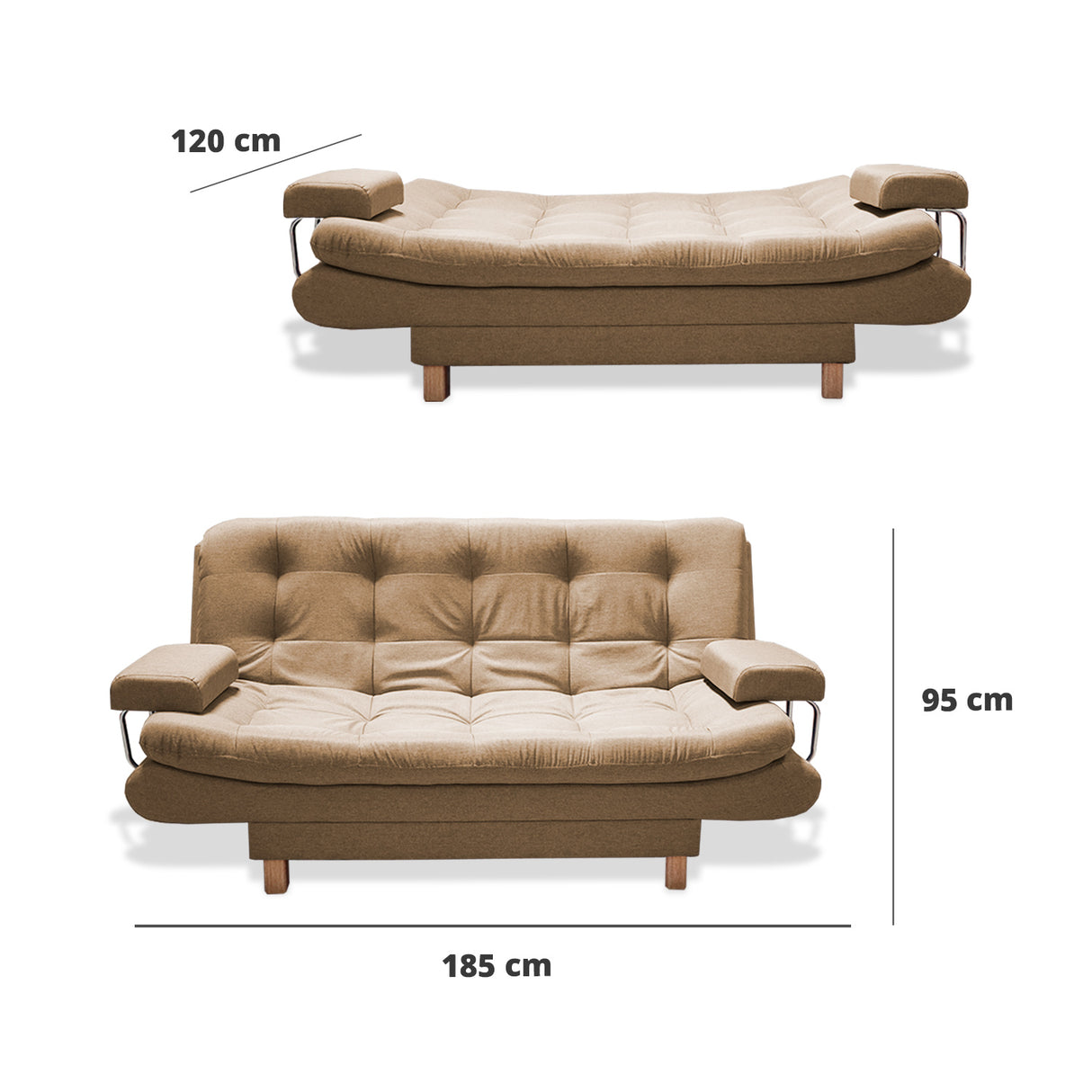 Sofacama Marti Camel 175x90cm de Tres Puestos Reclinable - Sofas y Poltronas | Bylmo