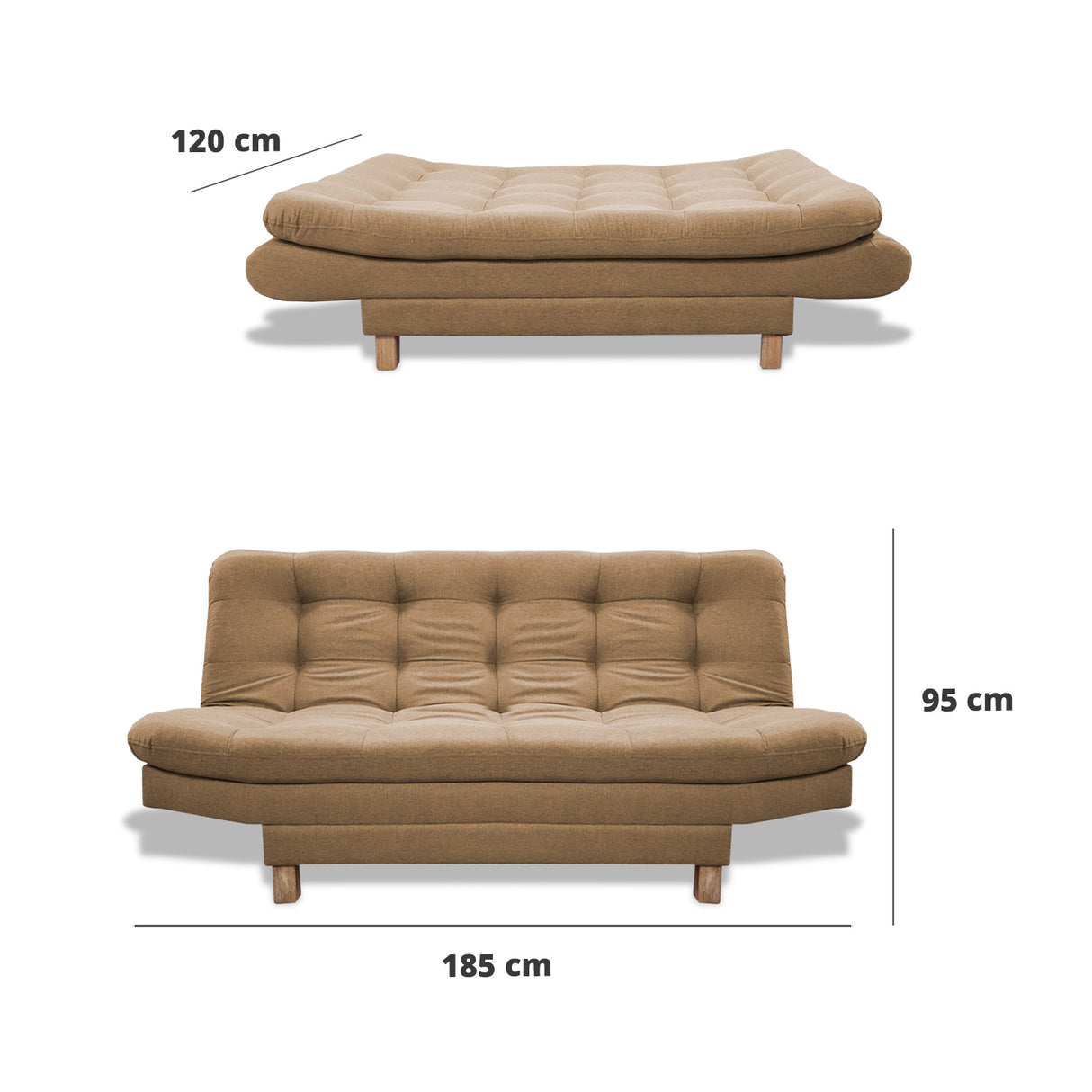 Sofacama Widmer Camel 185x90cm de Tres Puestos Reclinable - Sofas y Poltronas | Bylmo