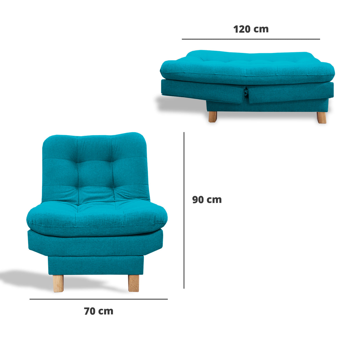 Poltrona Widmer Turquesa 70x90cm de Un Puesto Reclinable - Sofas y Poltronas | Bylmo