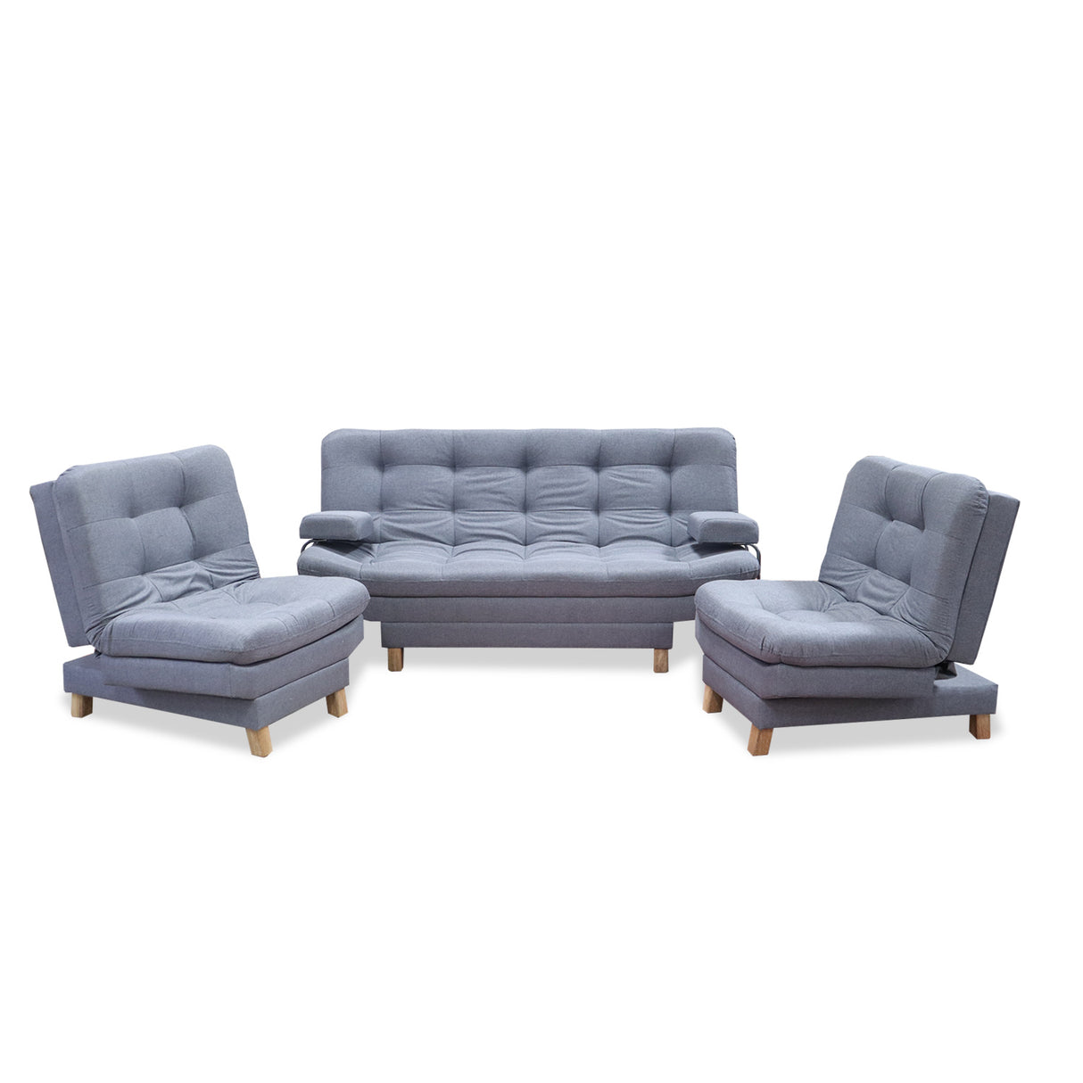 Sala Brunner Gris 185x90cm de Cinco Puestos Reclinable - Sofas y Poltronas | Bylmo