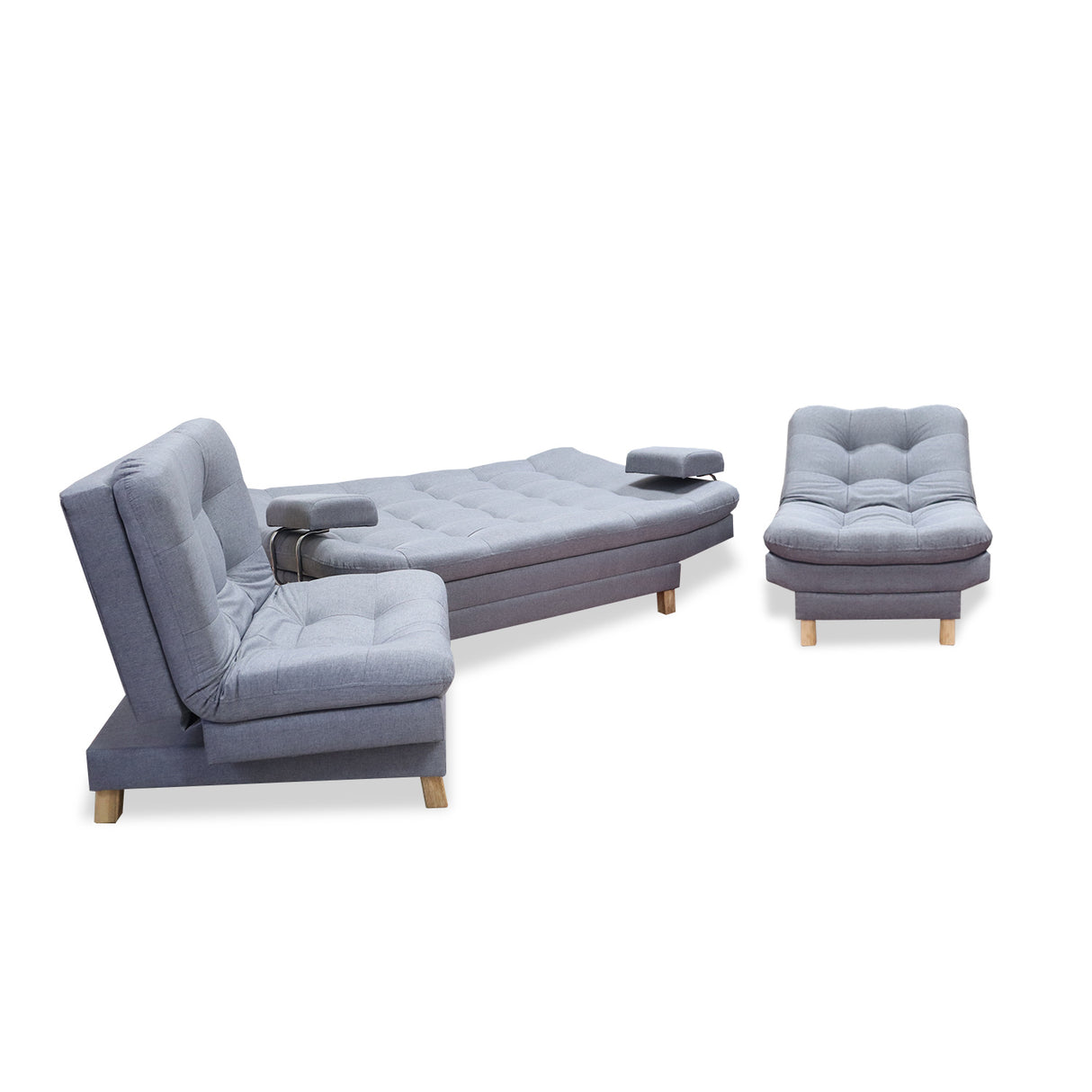 Sala Brunner Gris 185x90cm de Cinco Puestos Reclinable - Sofas y Poltronas | Bylmo