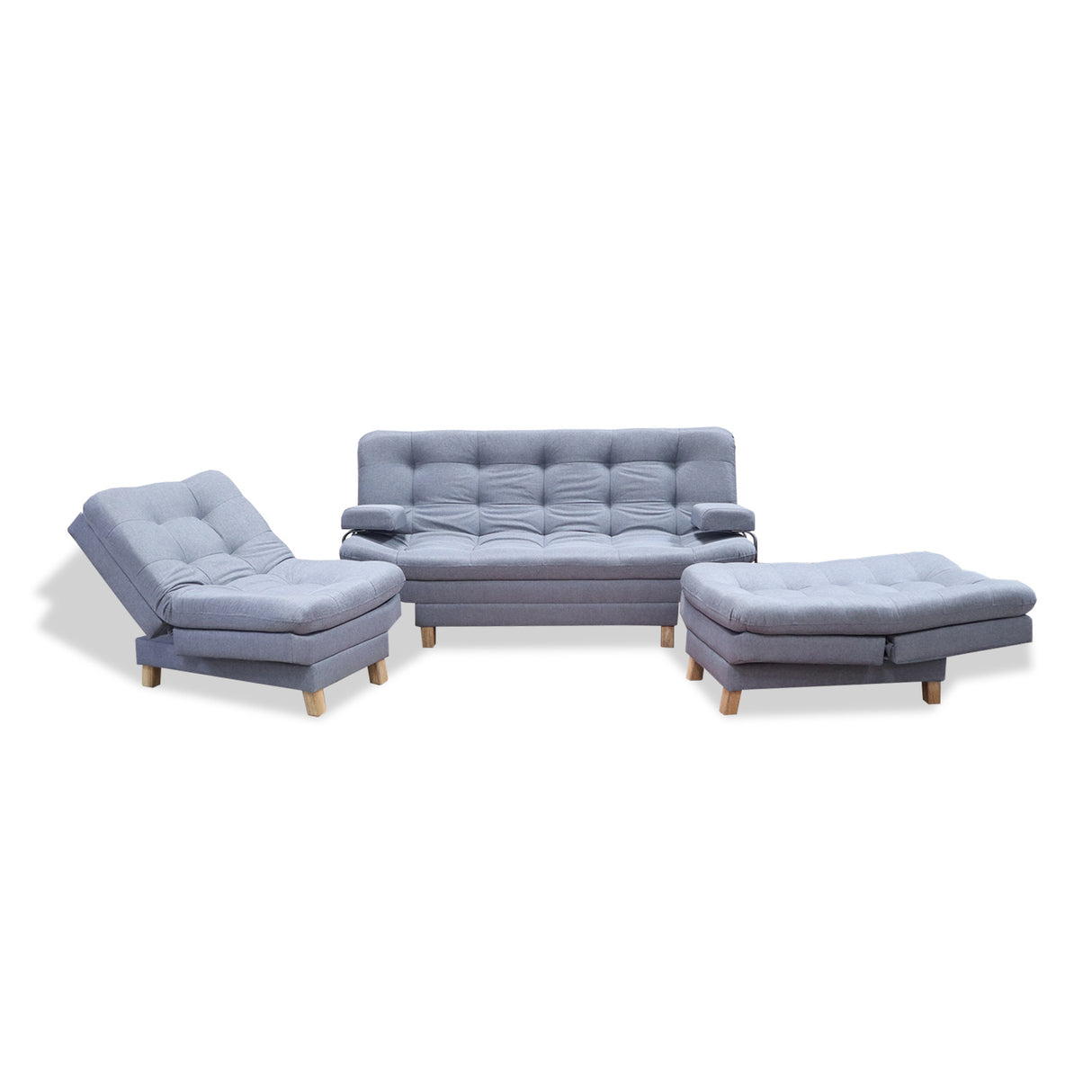 Sala Brunner Gris 185x90cm de Cinco Puestos Reclinable - Sofas y Poltronas | Bylmo
