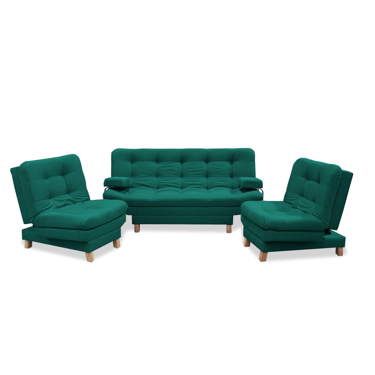 Sala Brunner Verde 185x90cm de Cinco Puestos Reclinable - Sofas y Poltronas | Bylmo