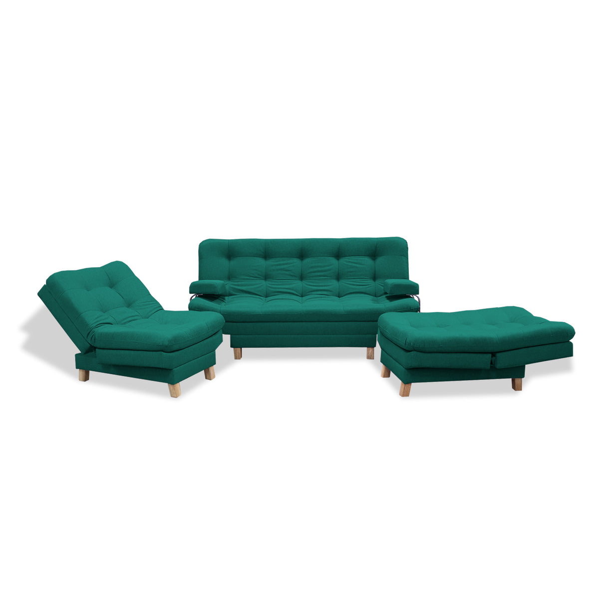 Sala Brunner Verde 185x90cm de Cinco Puestos Reclinable - Sofas y Poltronas | Bylmo
