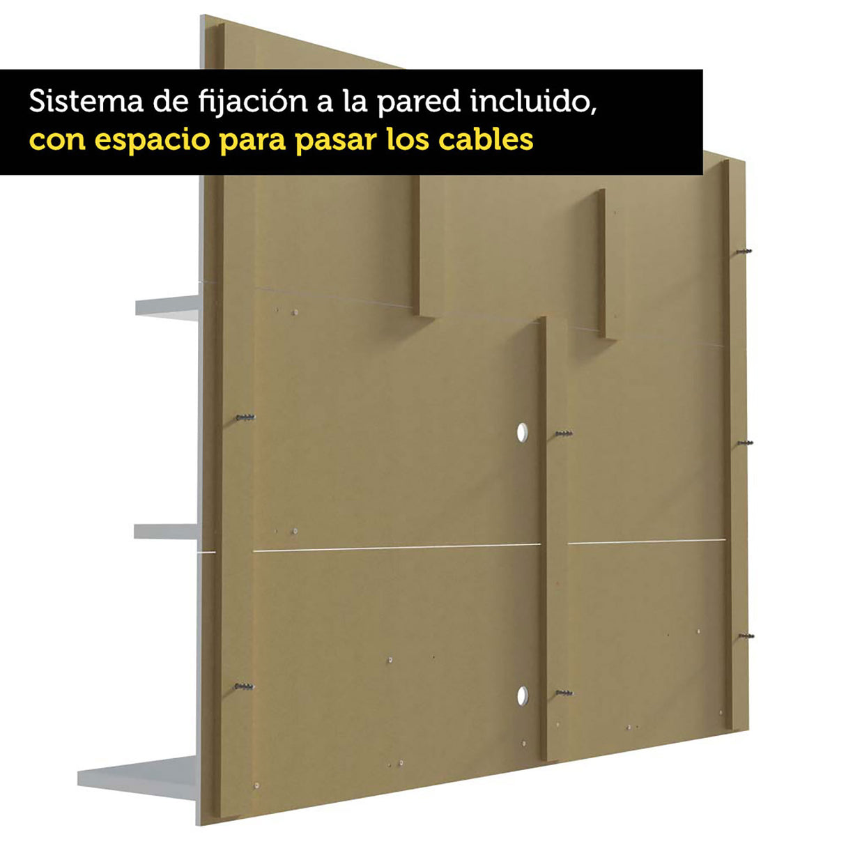 Panel de TV Alfa Blanco 180x135cm Para TV Hasta 60 Pulgadas - Muebles de TV | Bylmo
