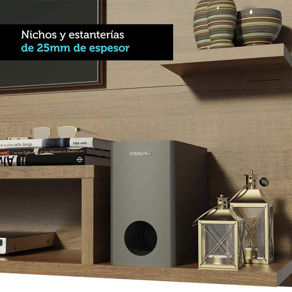 Panel de TV Alfa Marron 180x135cm Para TV Hasta 60 Pulgadas - Muebles de TV | Bylmo